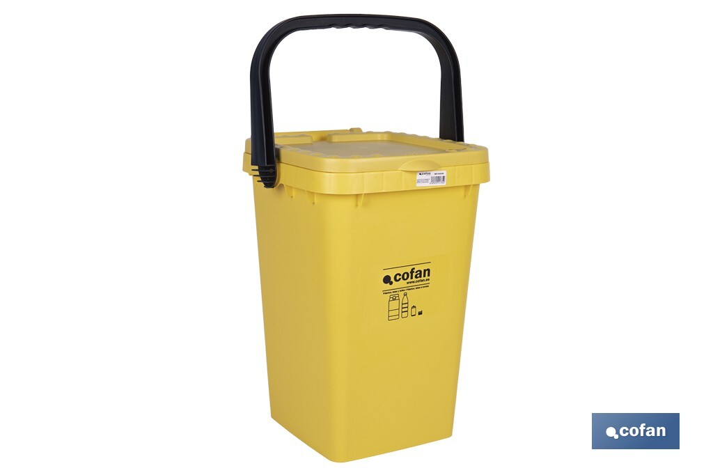 CONTENEDOR AMARILLO PARA PLASTICOS-LATAS, 25L.