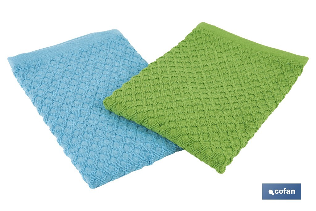 PACK 2 PAÑOS COCINA 50x50 VERDE/AZUL
