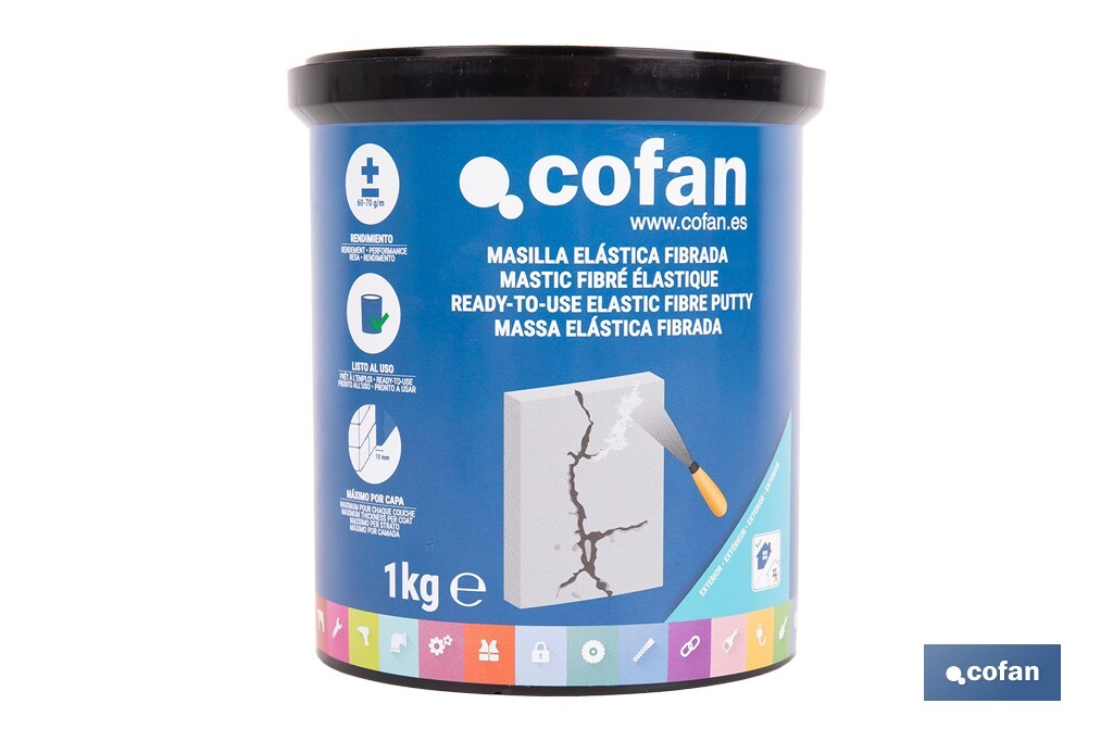 MASILLA ELÁSTICA FIBRADA PARA EXTERIOR 1 KG (PACK: 1 UDS)