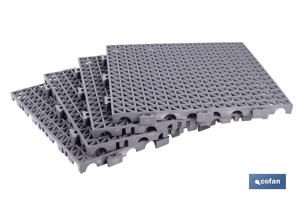 SET DE 4 UDS. LOSETA ALVEOLADA GRIS CLARO DE PVC 33 X 33 X 2 CM (PACK: 1 UDS)