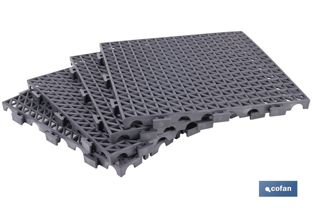 SET DE 4 UDS. LOSETA ALVEOLADA GRIS OSCURO DE PVC 33 X 33 X 2 CM (PACK: 1 UDS)