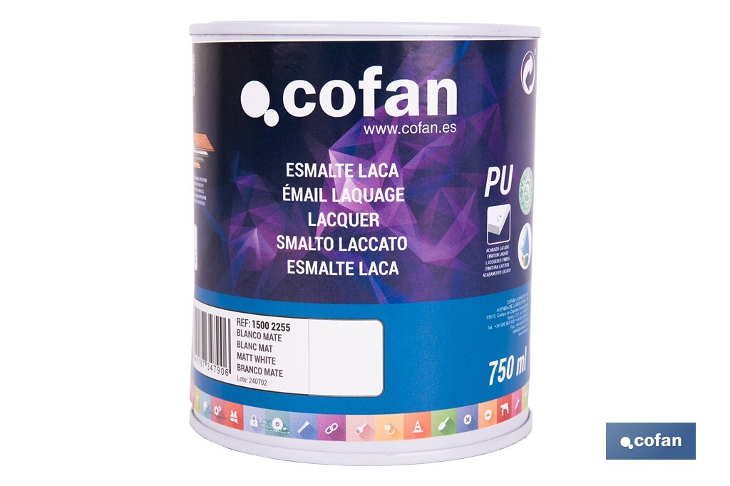 ESMALTE LACA AL AGUA BLANCO 750 ML MATE
