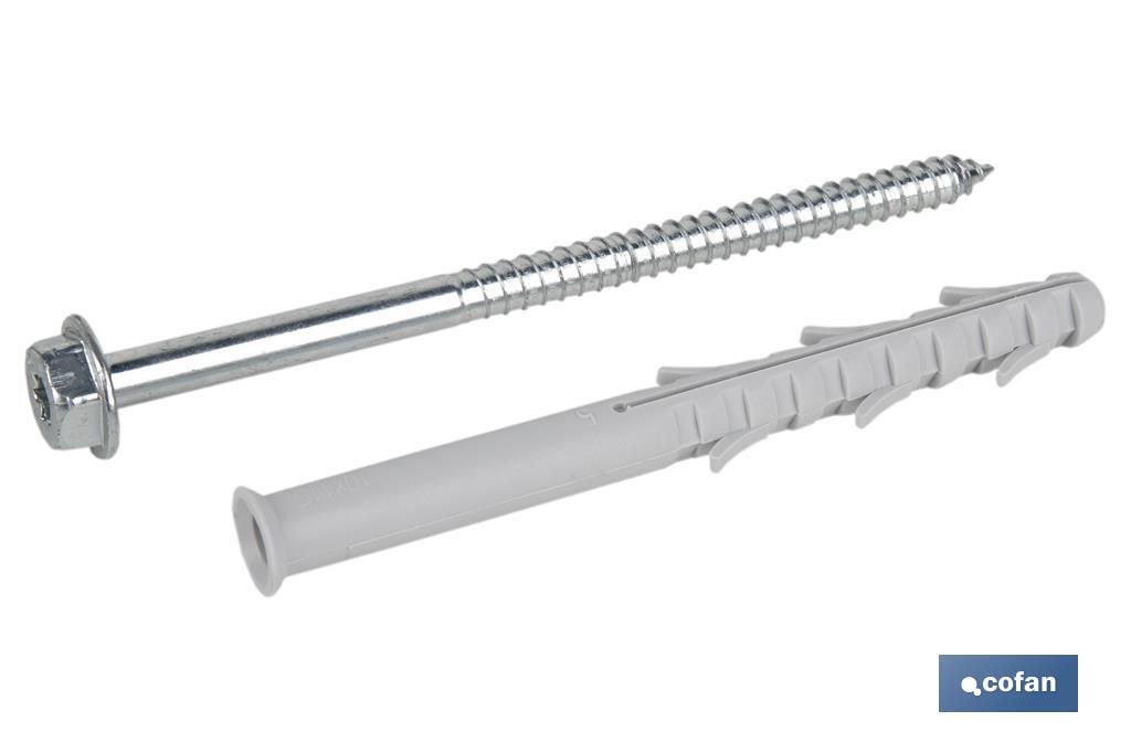 TACO LARGO DE GOLPE CON TORNILLO HEXAGONAL 10X100 (PACK: 100 UDS)