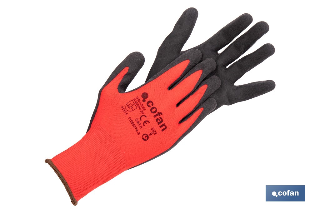 GUANTE IMPREGNADO SANDY COATED ROJO/NEGRO TALLA 11 VENTA UNITARIA (PACK: 1 UDS)