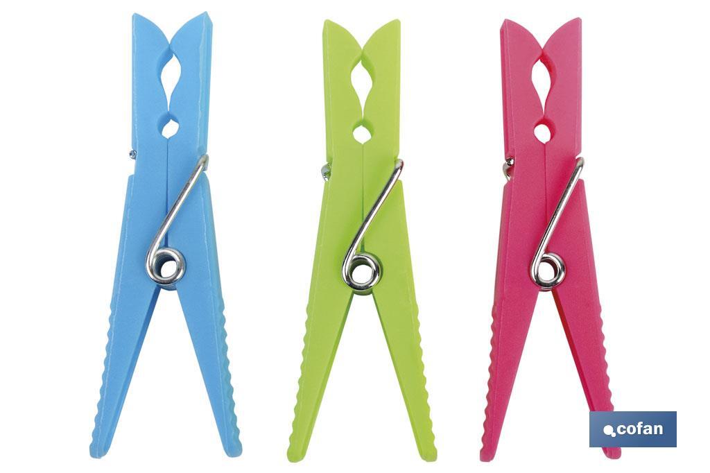 Pinzas de Plástico | Pack de 24 Unidades | Primera Calidad | Medida: 7 cm de Longitud | Pinzas Multiusos