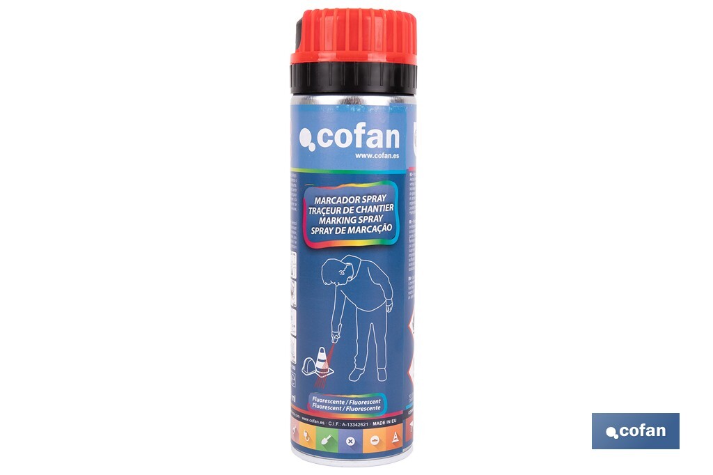 Spray Marcador Fluorescente de Obra | Varios Colores | Envase 500 ml